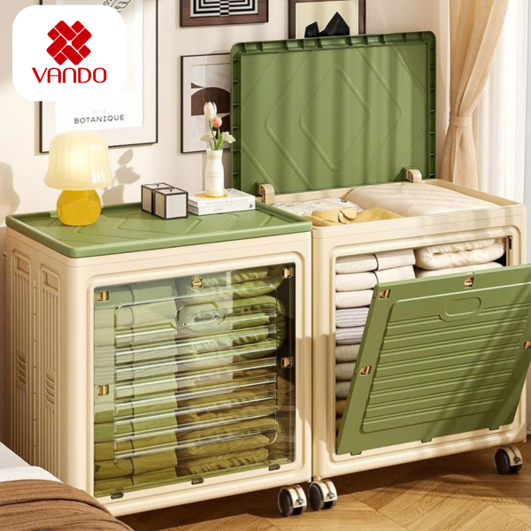 Hộp Nhựa Nguyên Sinh 150L -  Dung Tích Siêu Lớn, Gấp Gọn, Bánh Xe Xoay 360