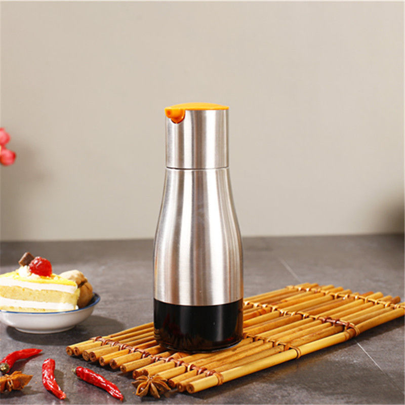 Chai rót nước mắm – xì dầu – giấm thủy tinh bọc inox 320ml | Gọn gàng, sạch sẽ, sang trọng