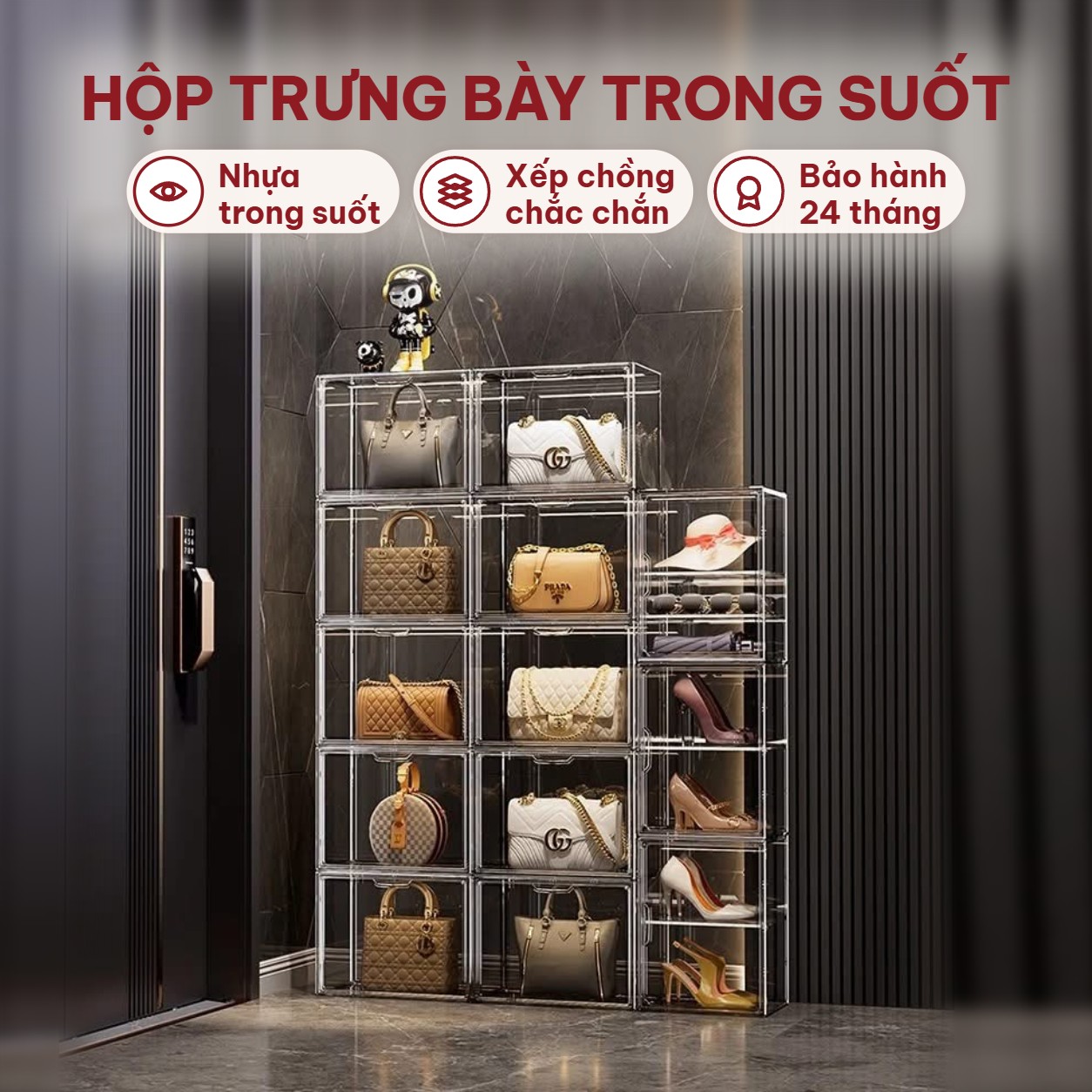 Hộp trưng bày trong suốt Vando