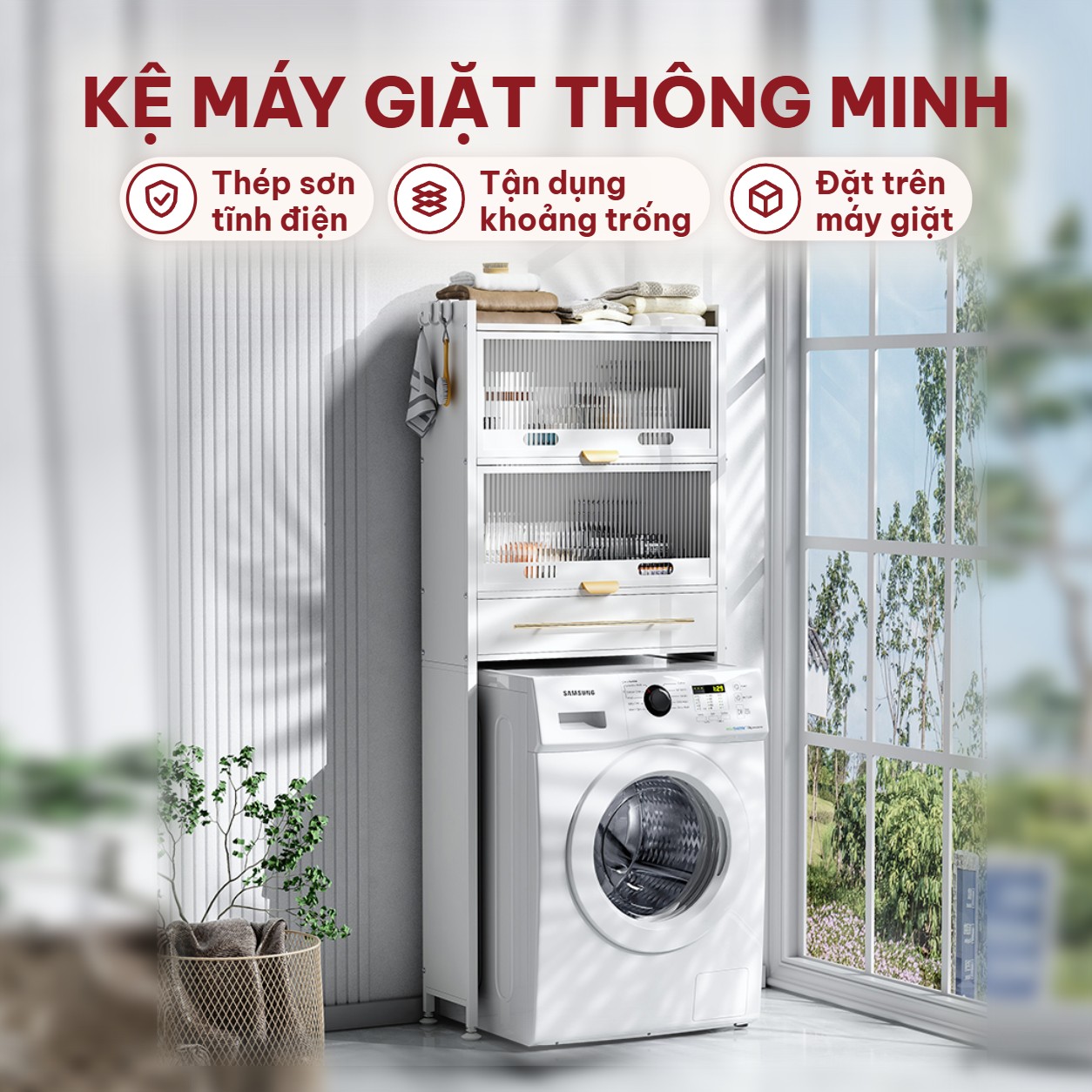 Kệ máy giặt để đồ thông minh Vando