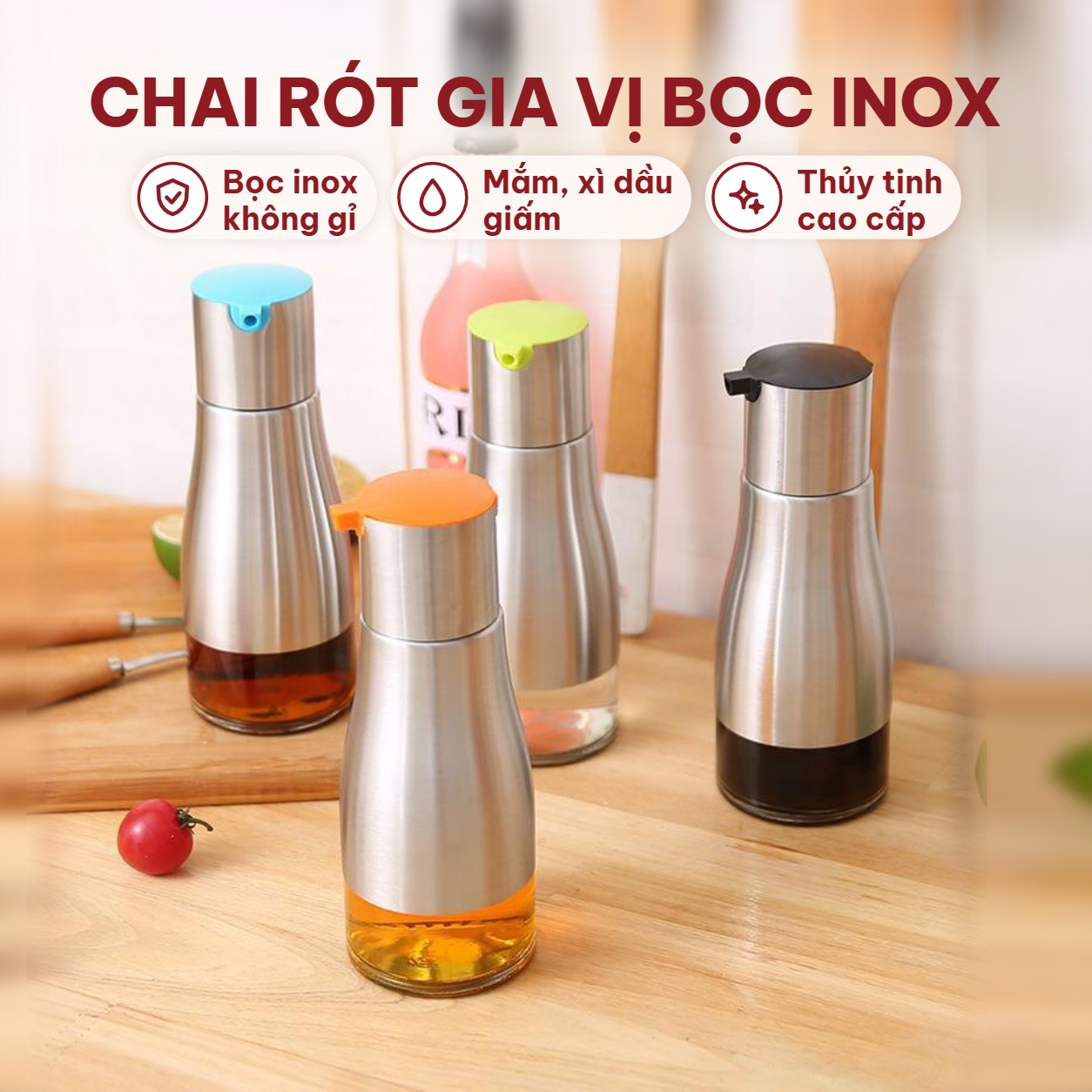 Chai nước mắm bọc inox 320ml