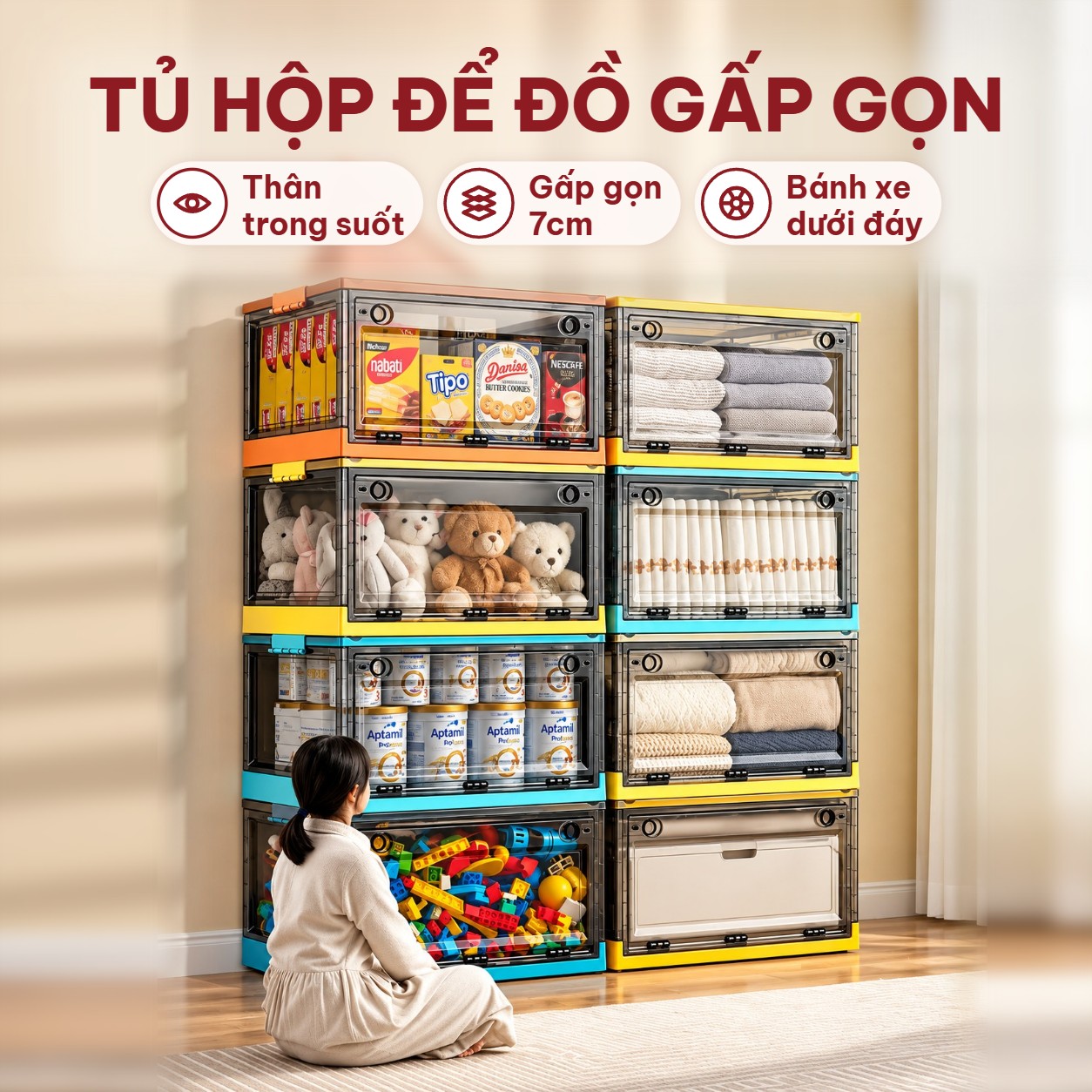 Tủ hộp gấp gọn nhiều cửa Vando