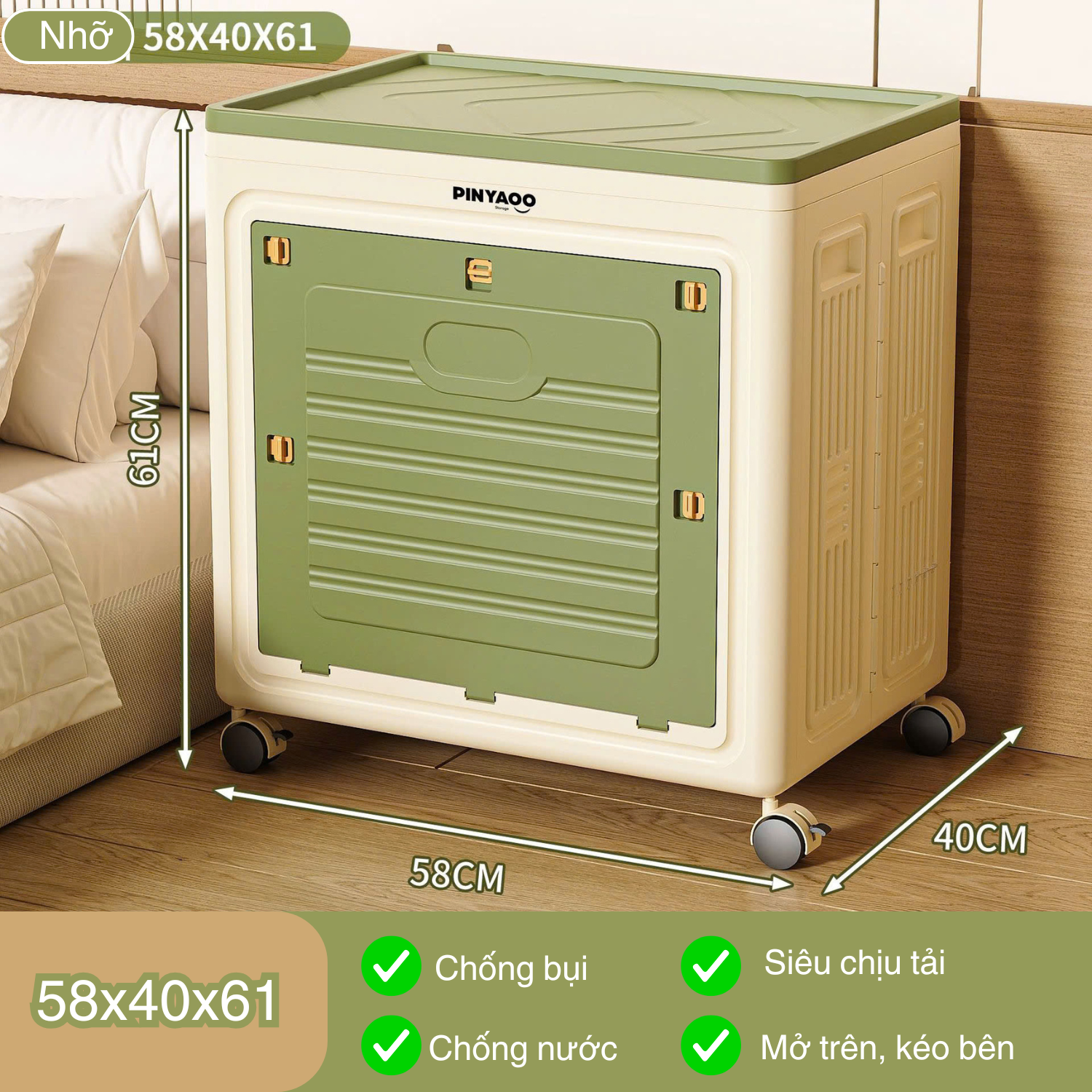 Hộp Nhựa Nguyên Sinh Dung Tích Siêu Lớn  150L - Gấp Gọn, Bánh Xe Xoay 360