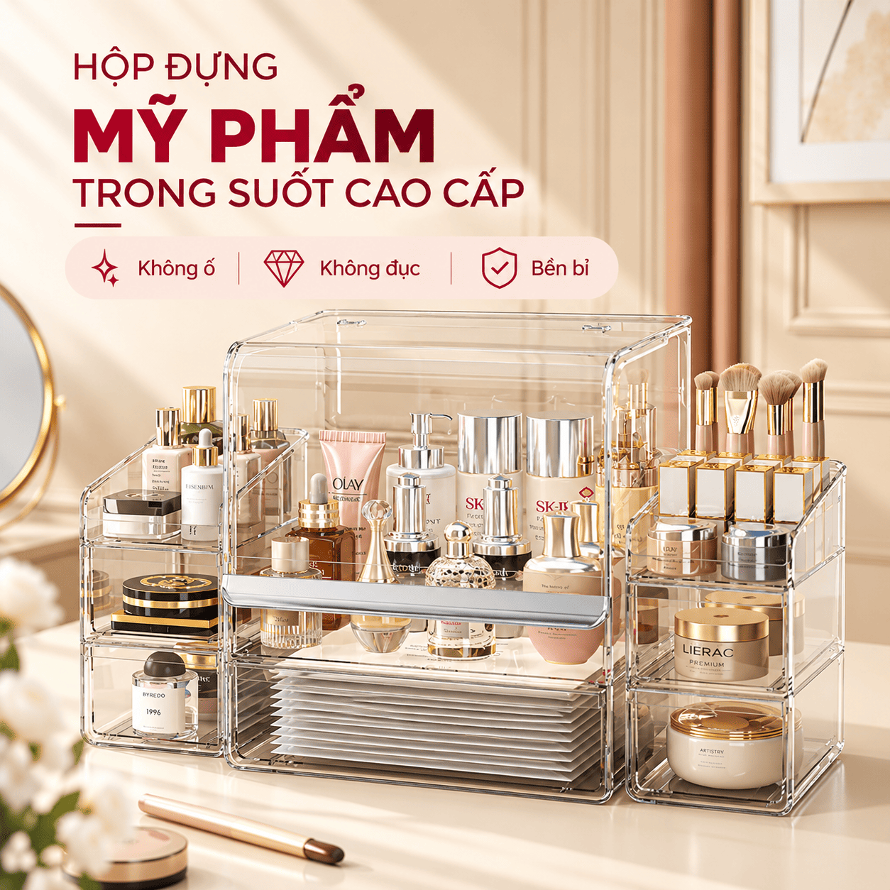 Hộp Đựng Mỹ Phẩm Trong Suốt Cao Cấp VANDO