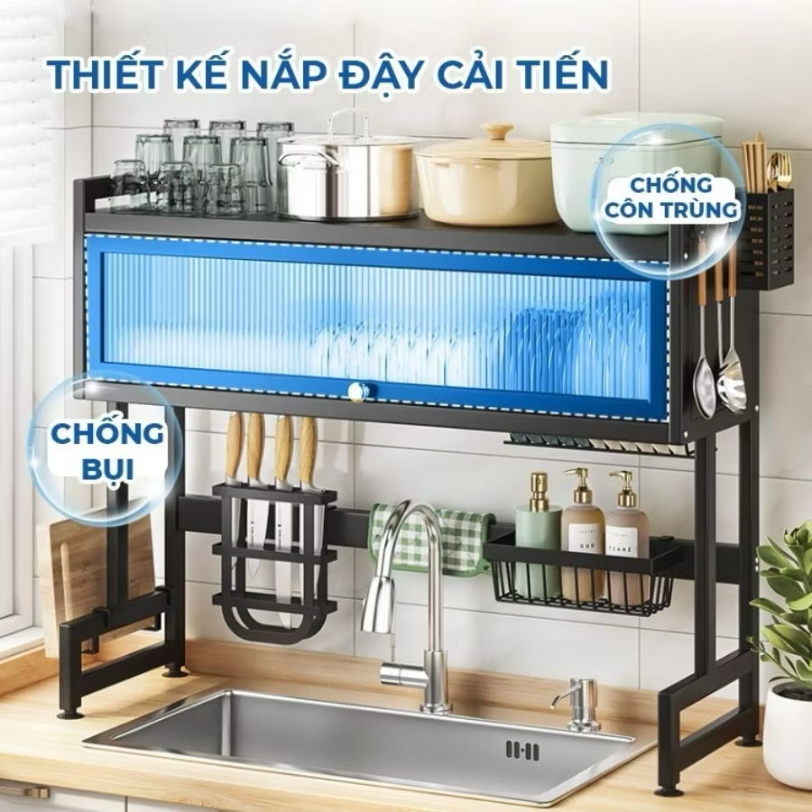 Kệ Bát Nắp Đậy VANDO – Chống Bụi, Chống Mốc