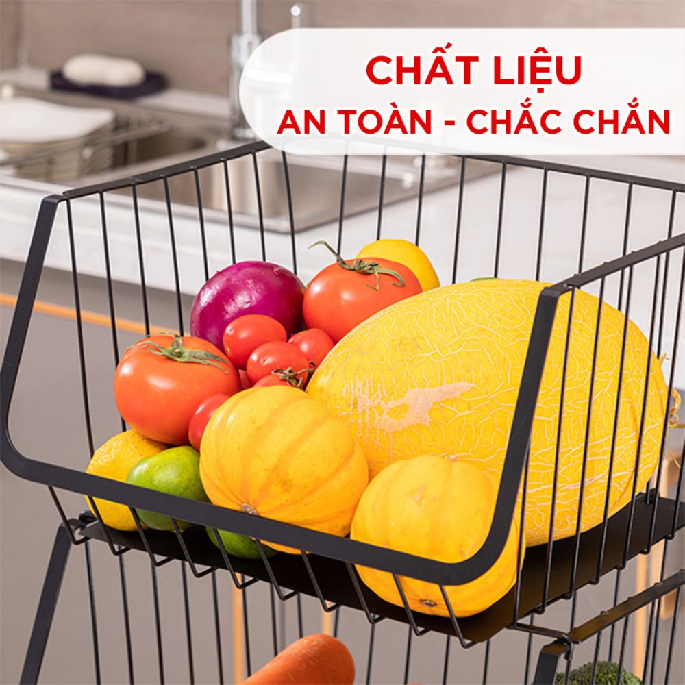 Kệ Giỏ Lưới Đa Năng Có Bánh Xe VANDO 3,4,5 Tầng
