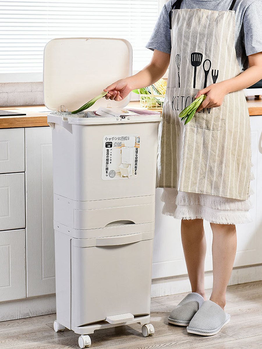 Thùng rác thông minh 3 tầng phân loại rác phong cách Nhật Bản