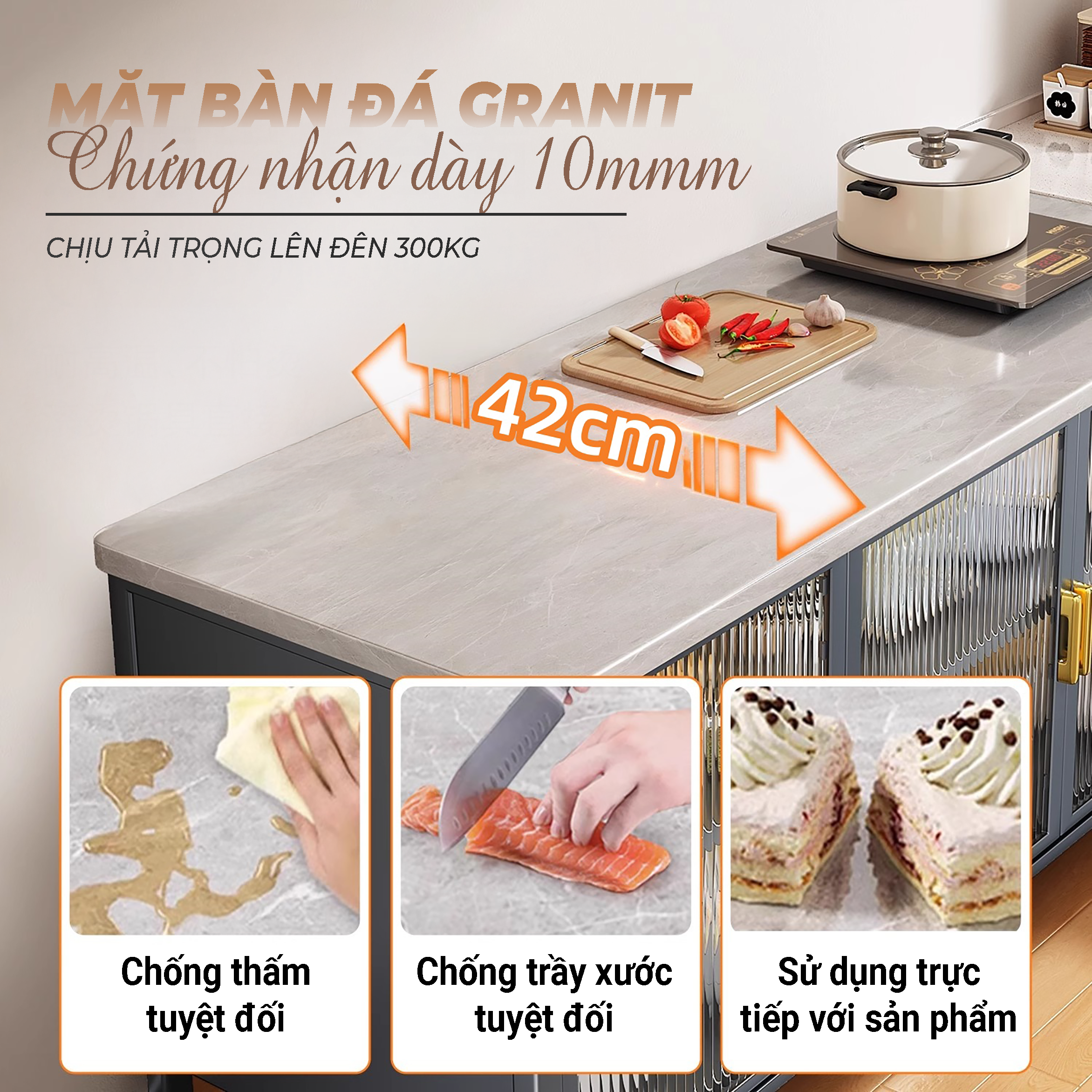 Tủ Bếp Mặt Đá Granite Cao Cấp Vando