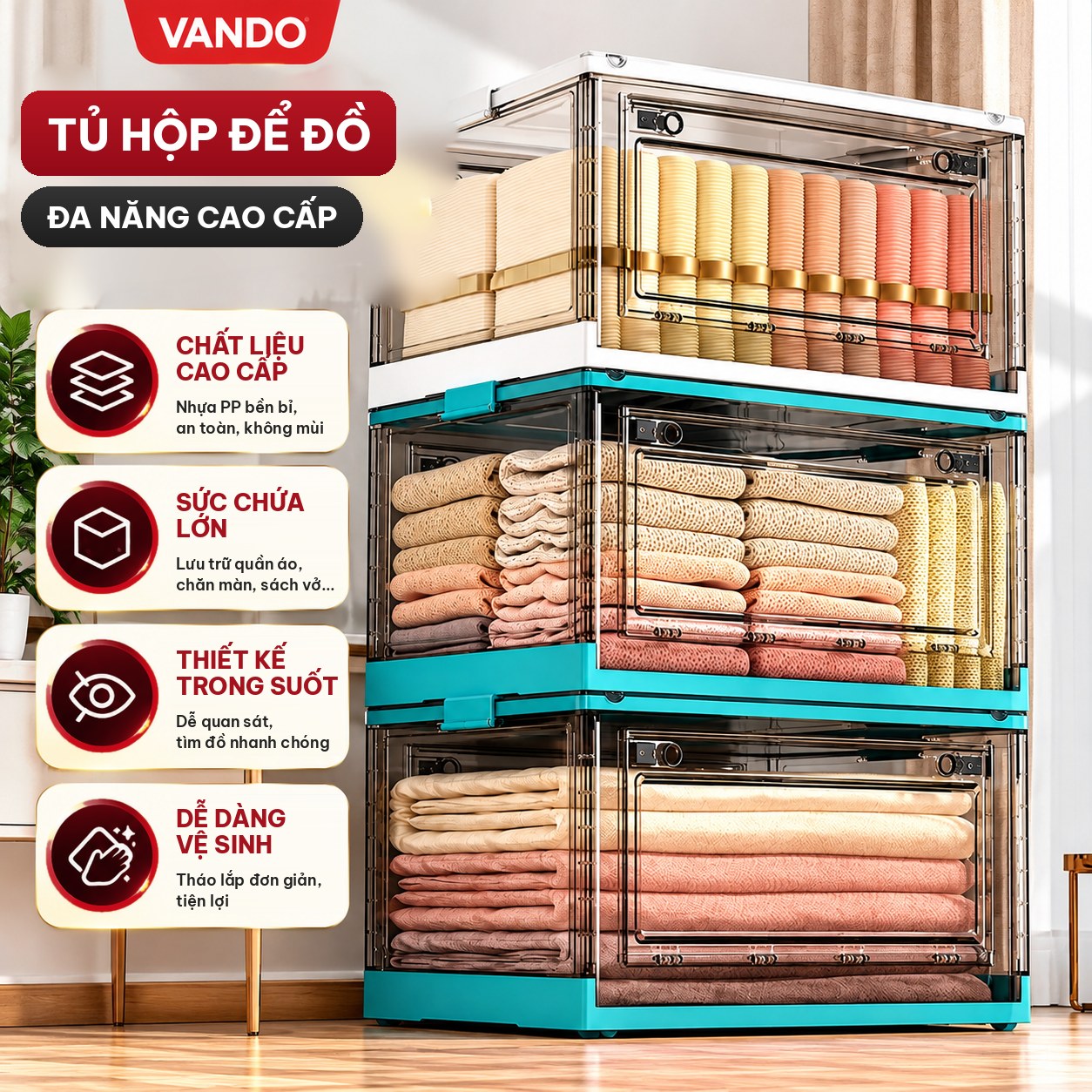 Tủ hộp để đồ gấp gọn VANDO